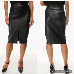 Aritzia Babaton Black Vegan Leather Pencil Skirt in Black Size 6. NWT